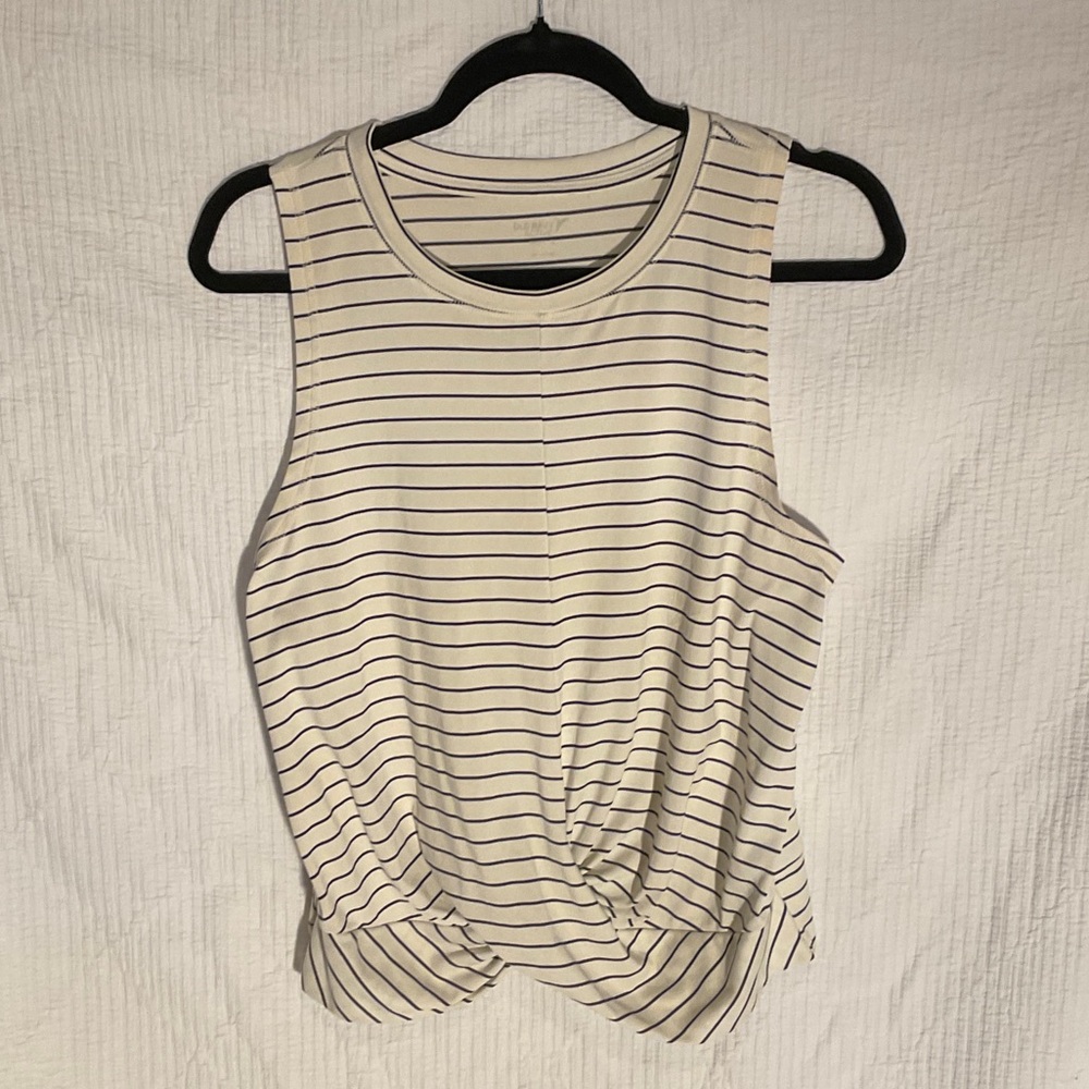 Old Navy Ivory and Black Striped Tank Top